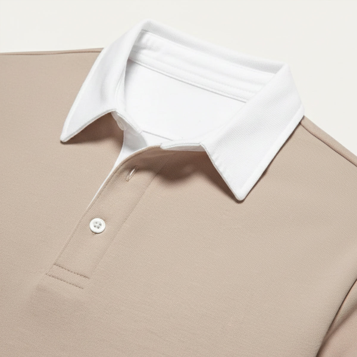 Polo homme à col contrasté manches longues