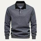 Polo homme à col contrasté manches longues