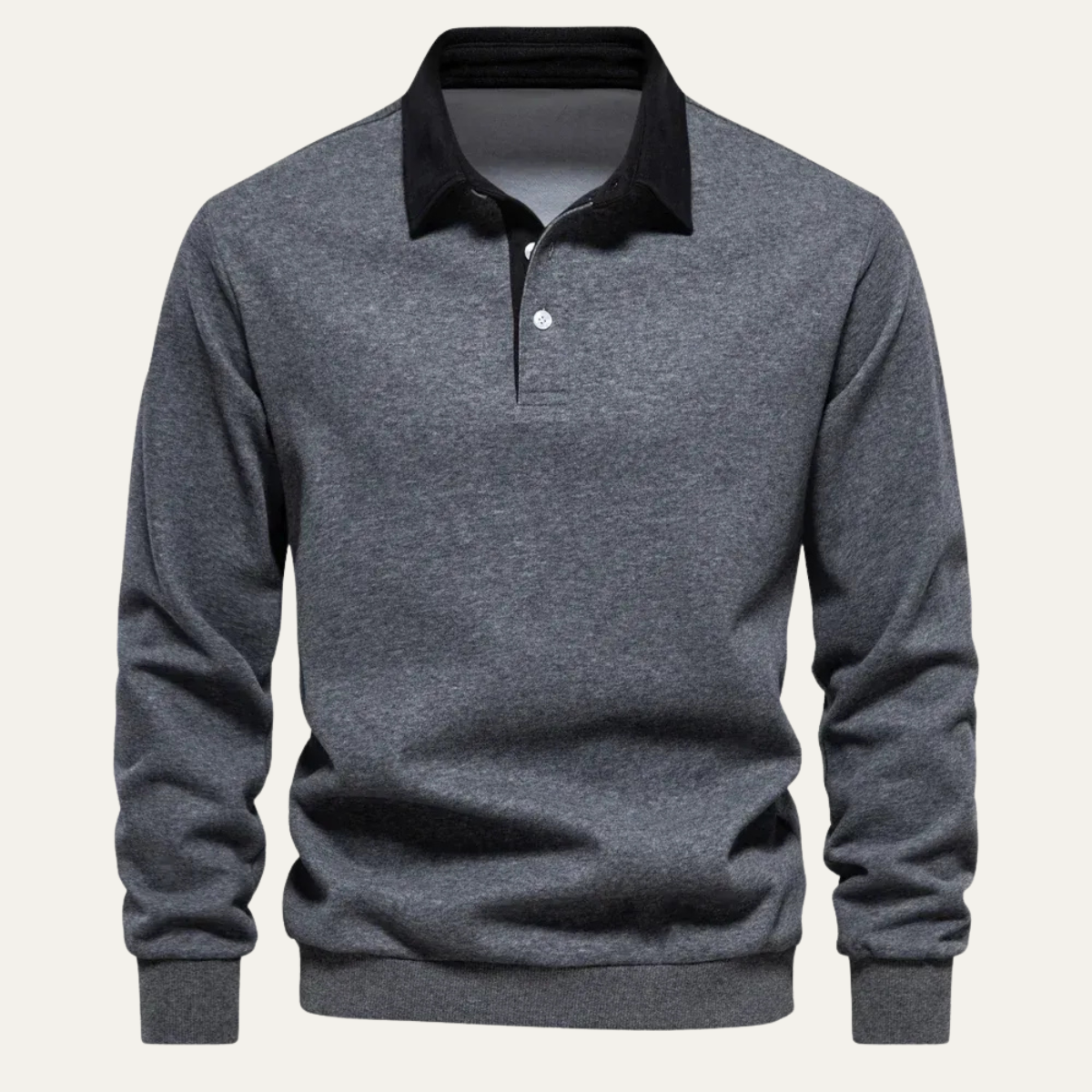 Polo homme à col contrasté manches longues