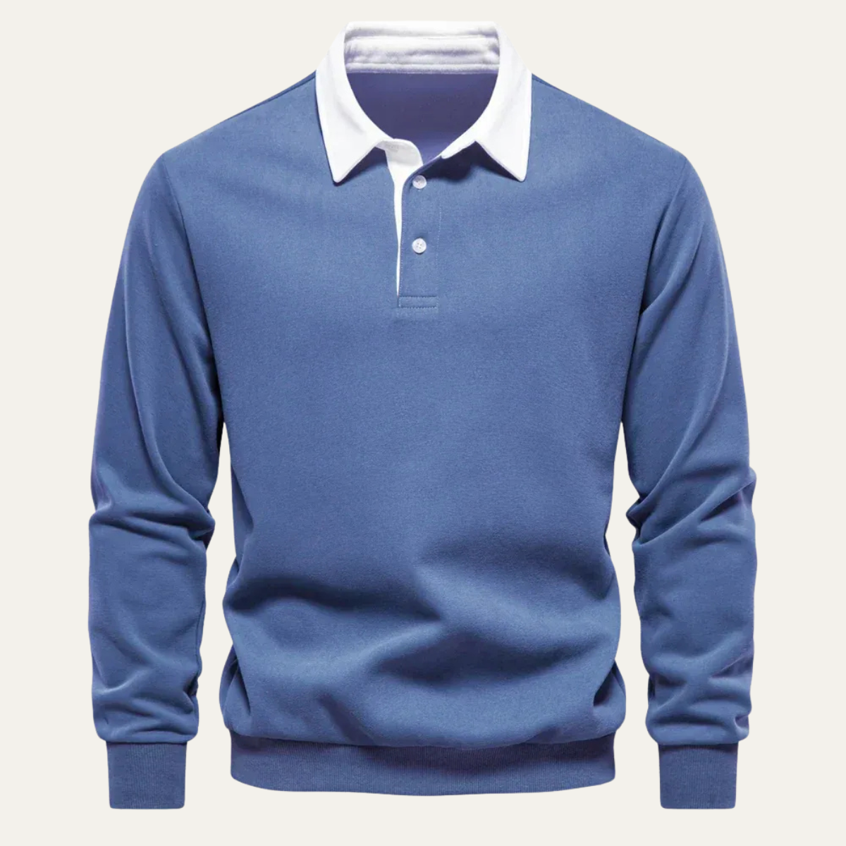 Polo homme à col contrasté manches longues