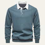 Polo homme à col contrasté manches longues