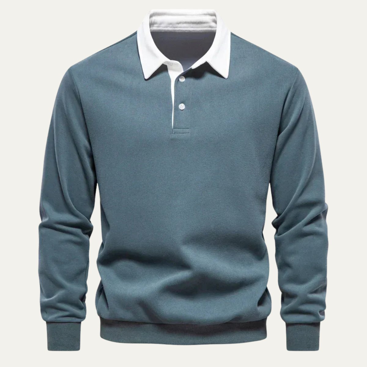 Polo homme à col contrasté manches longues