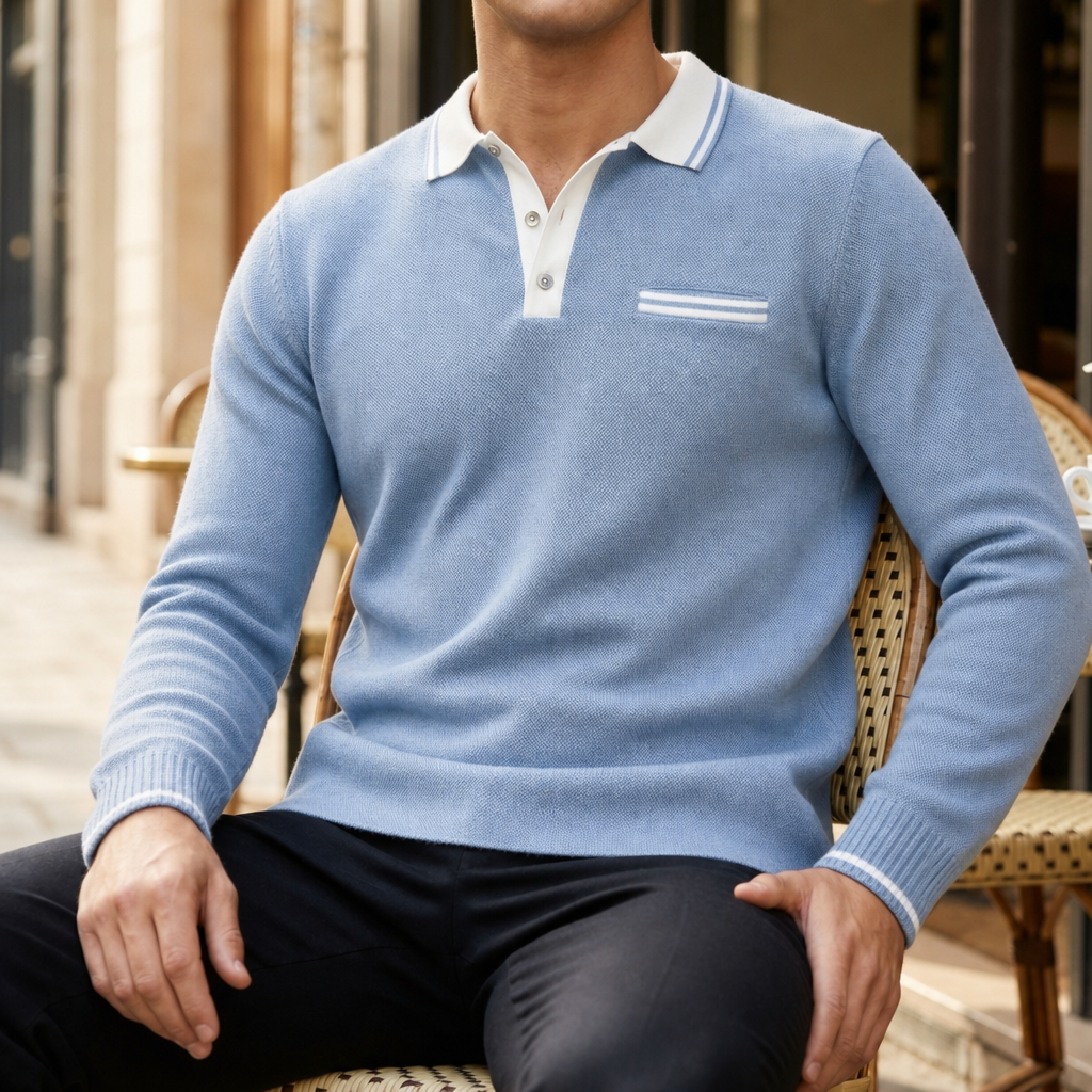 Polo homme à col rayé