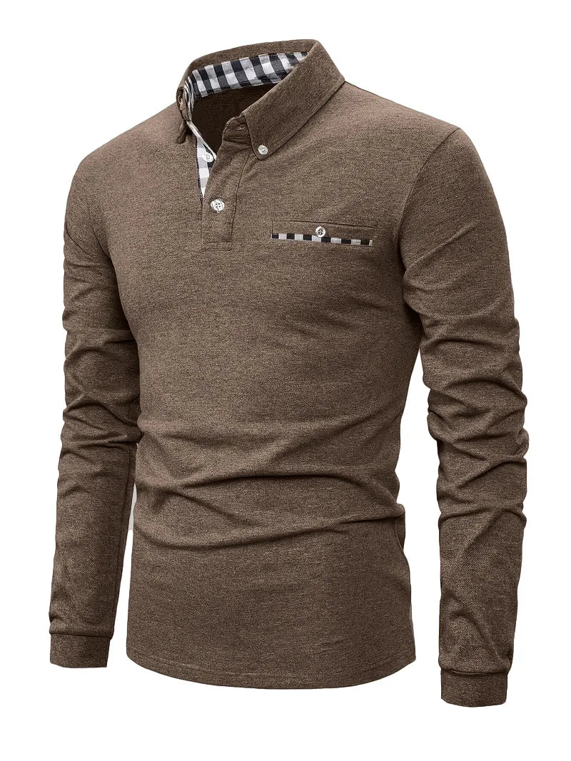 Polo homme à manches longues avec poche