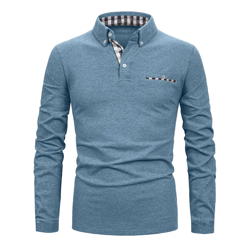 Polo homme à manches longues avec poche