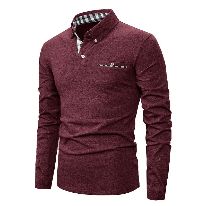 Polo homme à manches longues avec poche