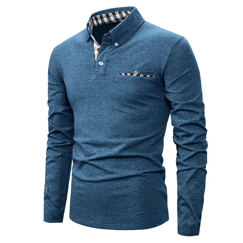 Polo homme à manches longues avec poche