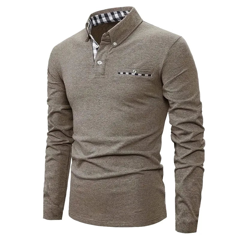 Polo homme à manches longues avec poche