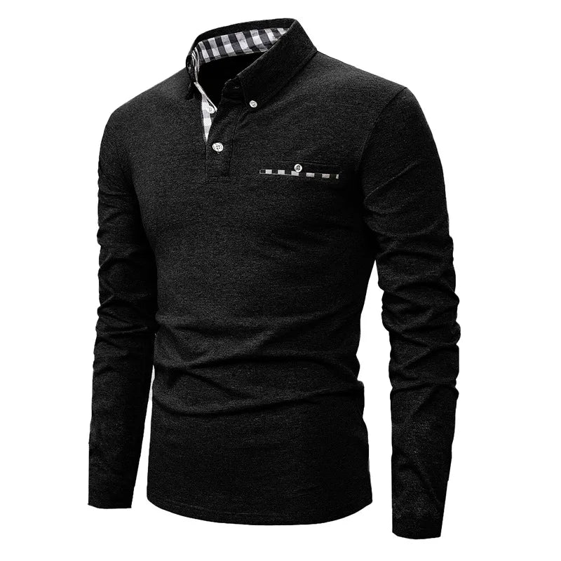 Polo homme à manches longues avec poche