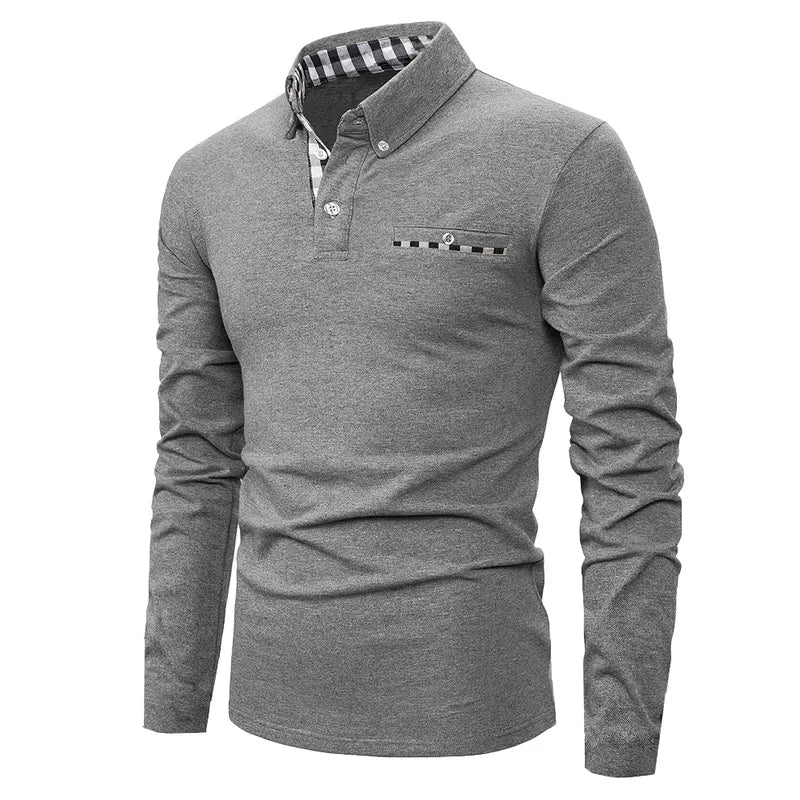 Polo homme à manches longues avec poche