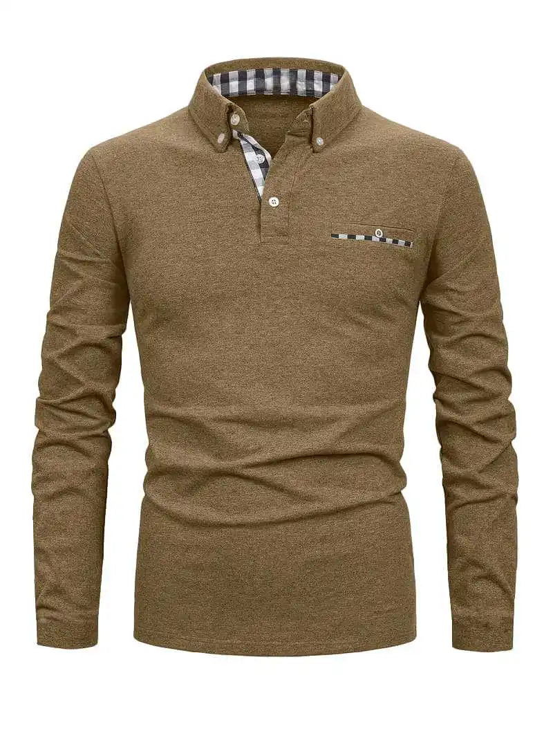Polo homme à manches longues avec poche