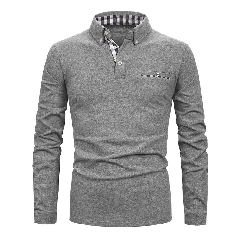 Polo homme à manches longues avec poche