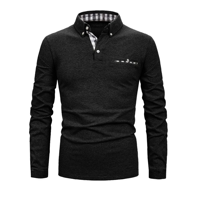 Polo homme à manches longues avec poche