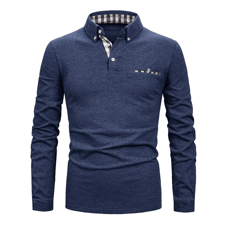 Polo homme à manches longues avec poche