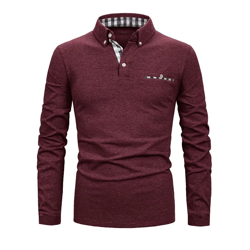 Polo homme à manches longues avec poche