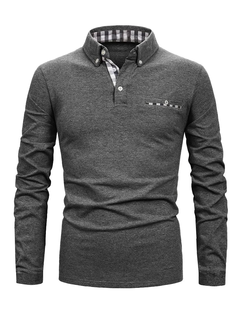 Polo homme à manches longues avec poche
