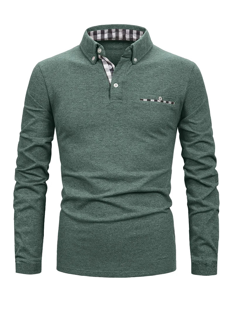 Polo homme à manches longues avec poche