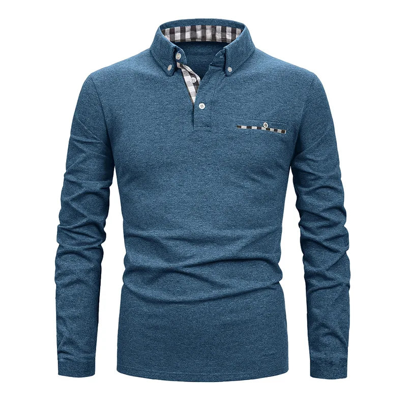 Polo homme à manches longues avec poche