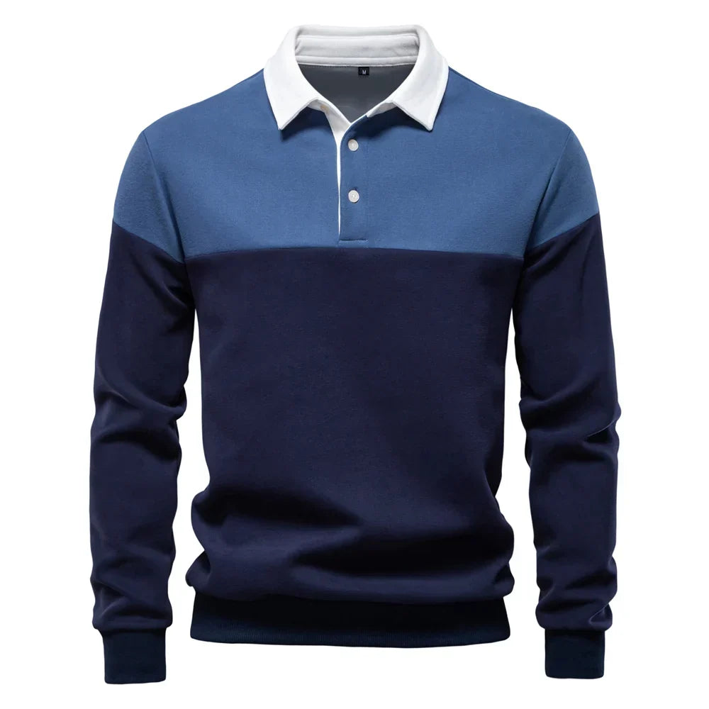 Polo homme à manches longues bicolore