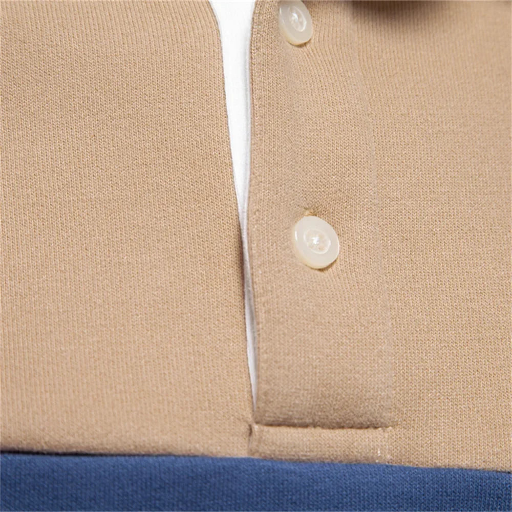 Polo homme à manches longues bicolore
