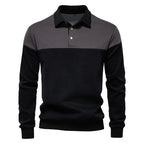 Polo homme à manches longues bicolore
