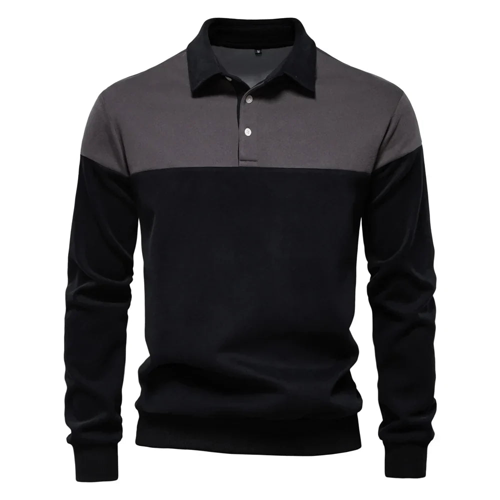 Polo homme à manches longues bicolore