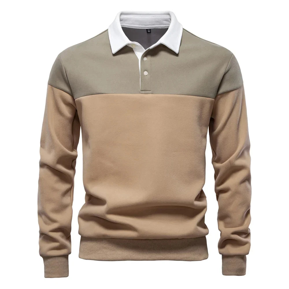 Polo homme à manches longues bicolore