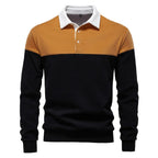 Polo homme à manches longues bicolore