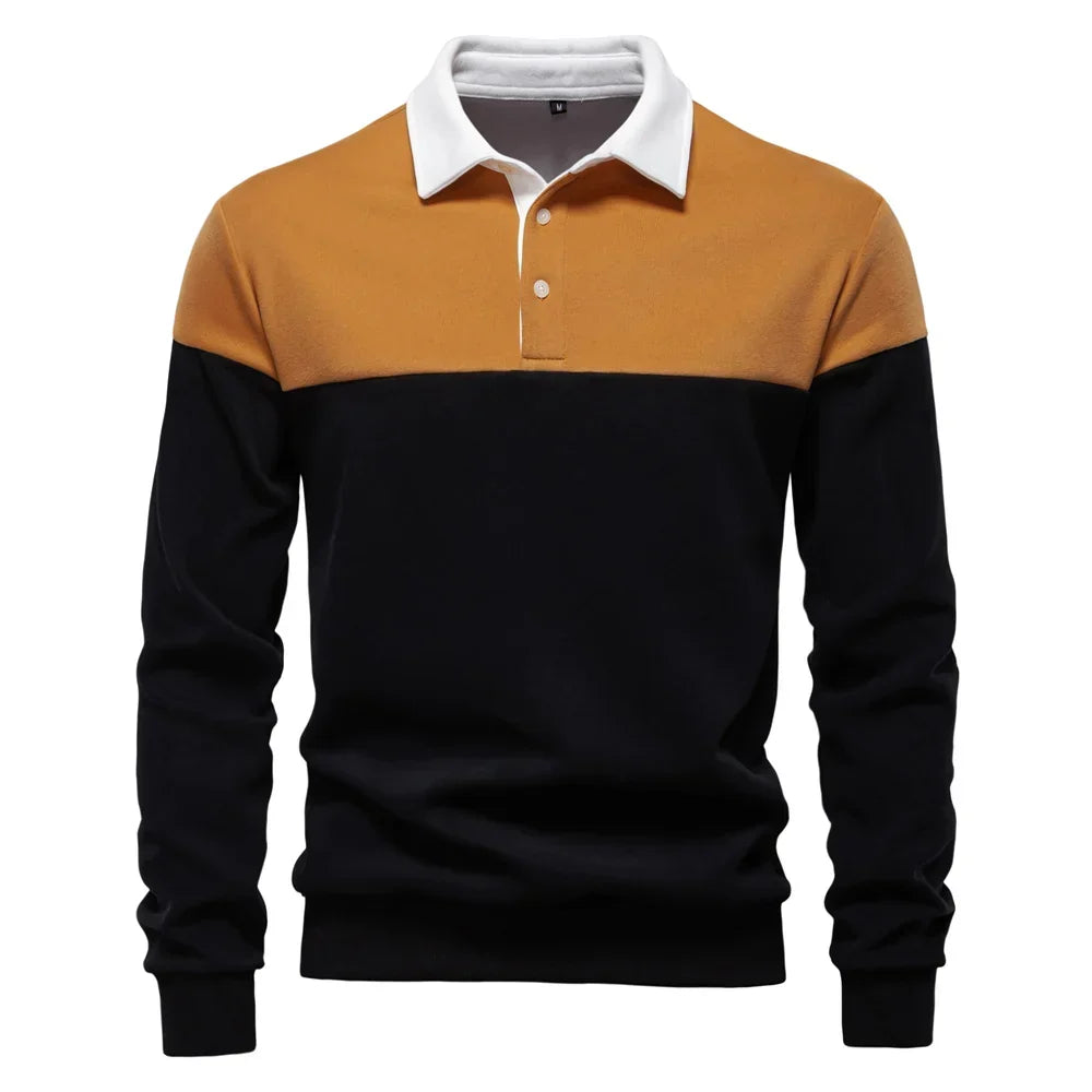 Polo homme à manches longues bicolore