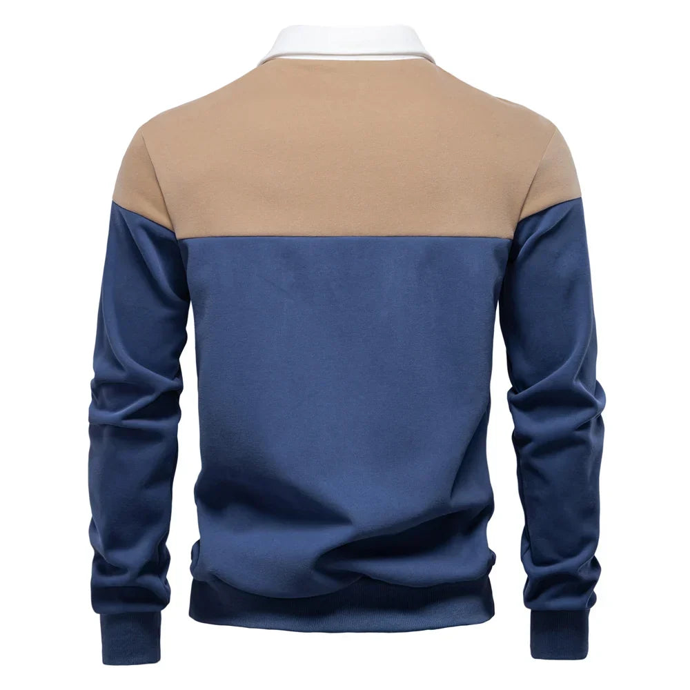Polo homme à manches longues bicolore
