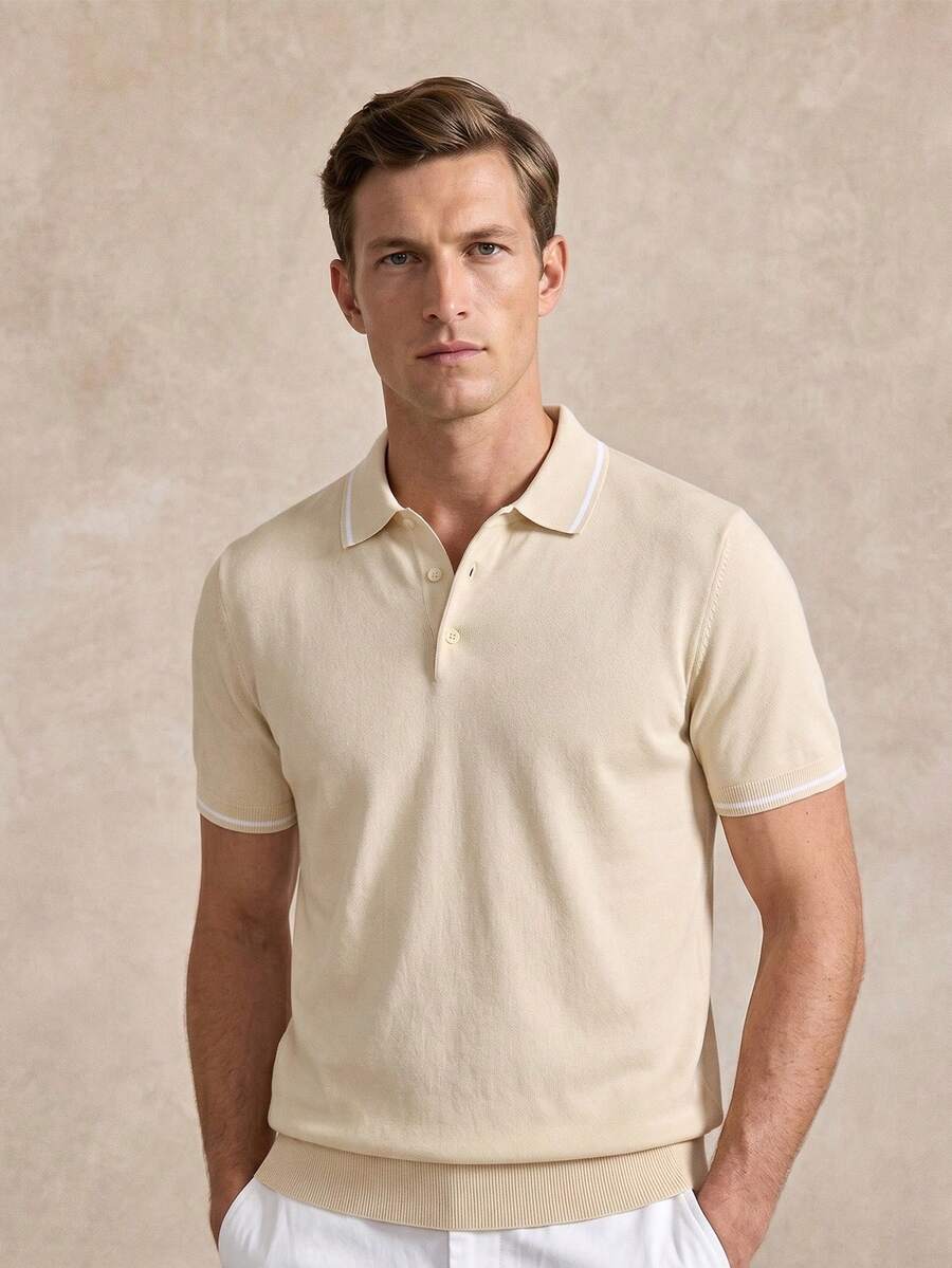 Polo homme col côtelé