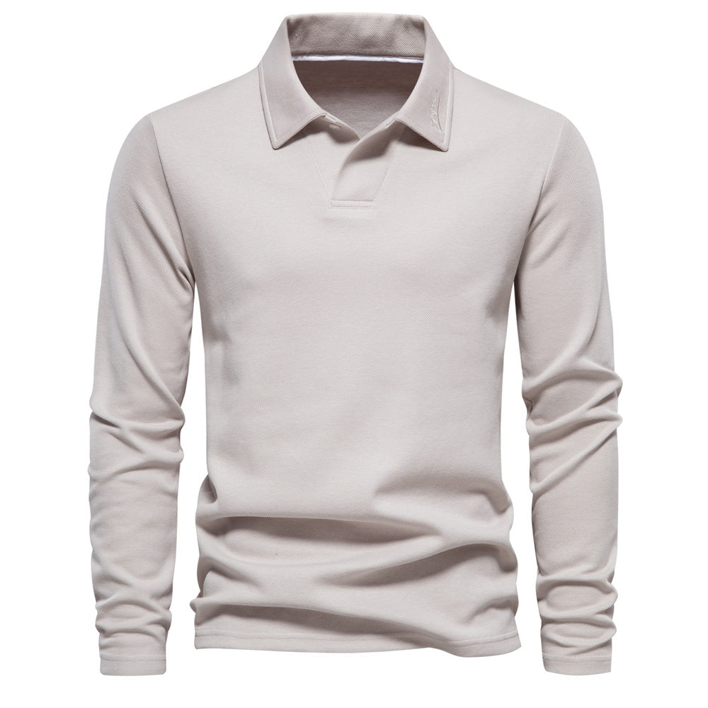 Polo homme col ouvert manches longues
