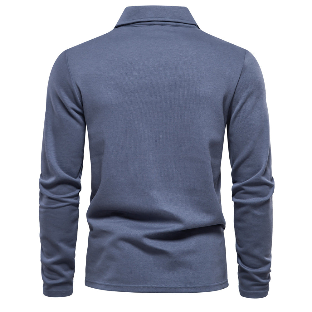 Polo homme col ouvert manches longues