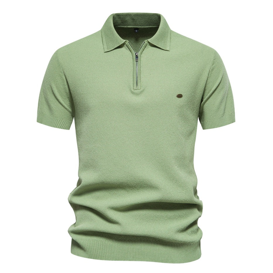 Polo homme demi-zip texturé