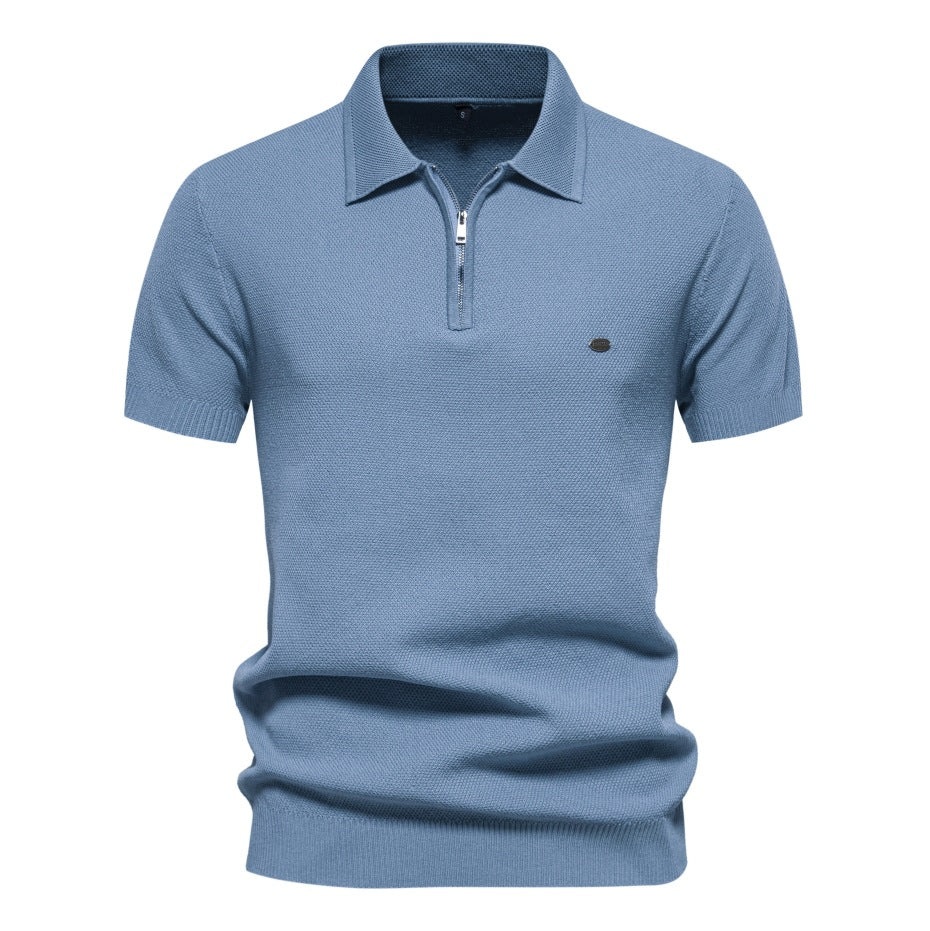Polo homme demi-zip texturé
