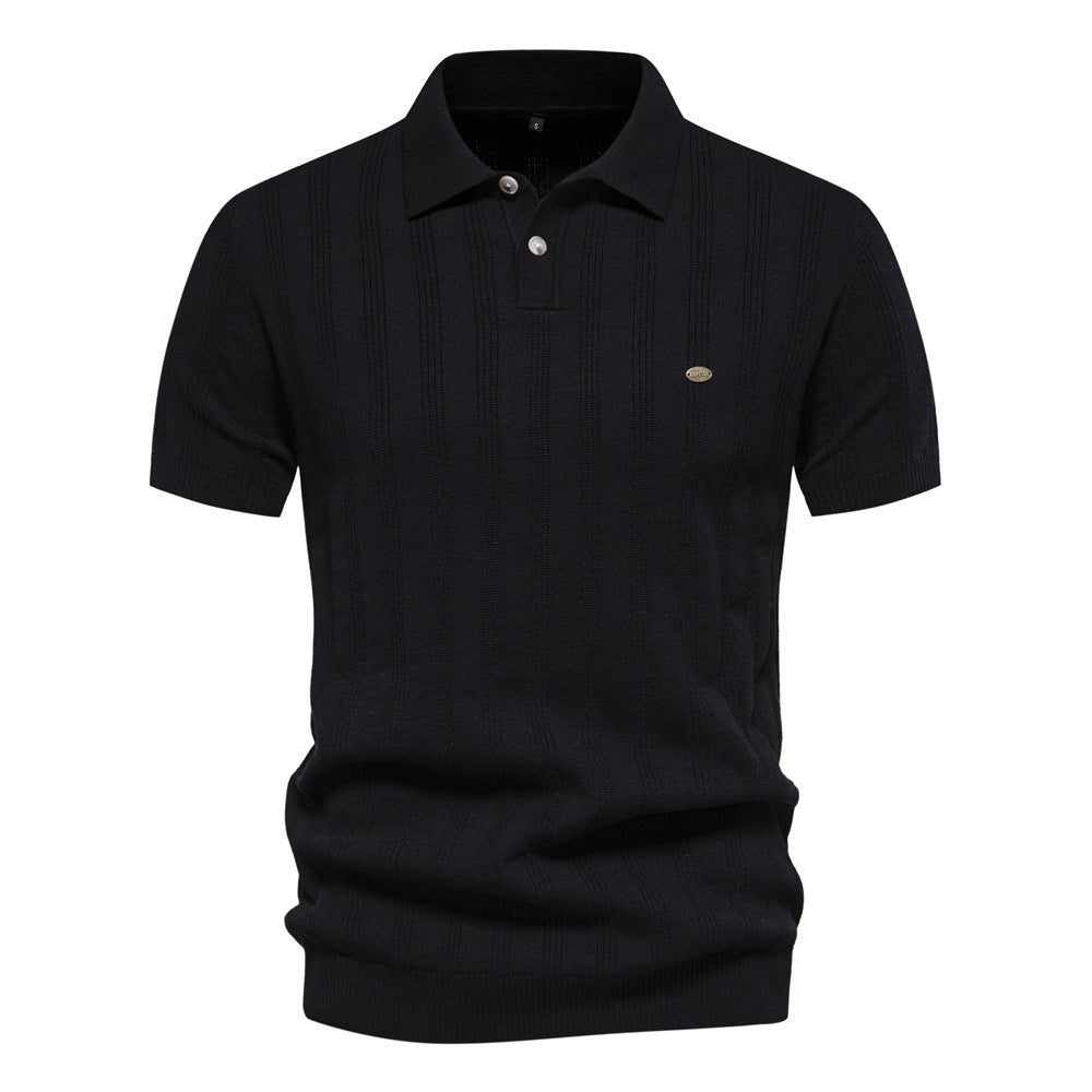 Polo homme en maille texturée à manches courtes