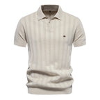 Polo homme en maille texturée à manches courtes