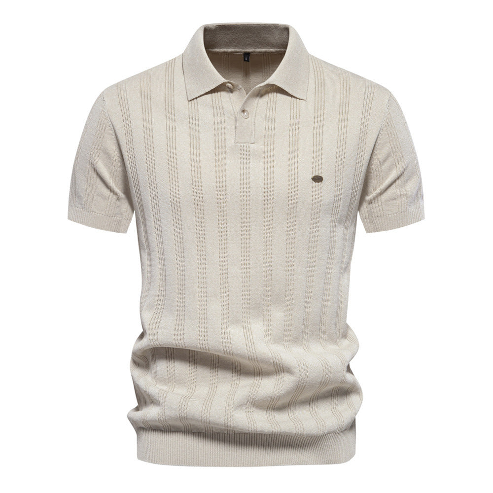 Polo homme en maille texturée à manches courtes