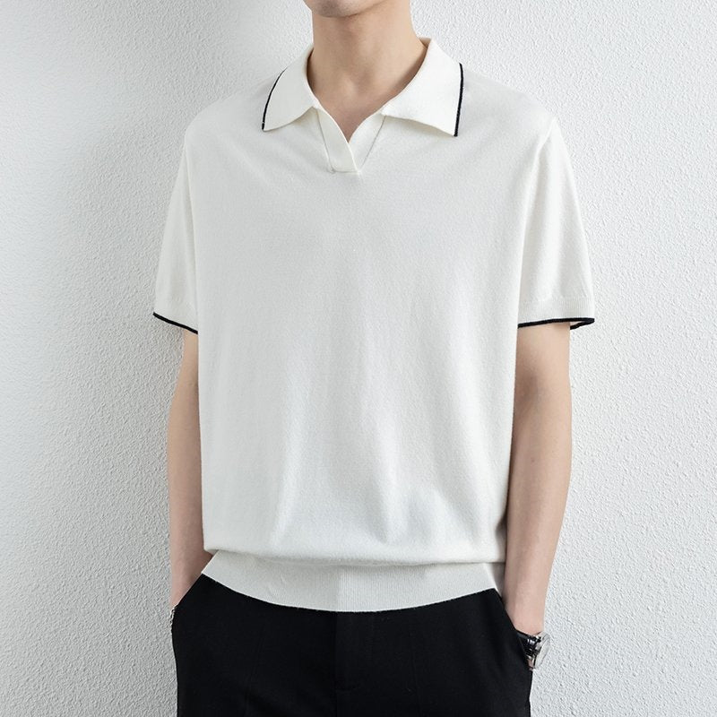 Polo homme finitions contrastées