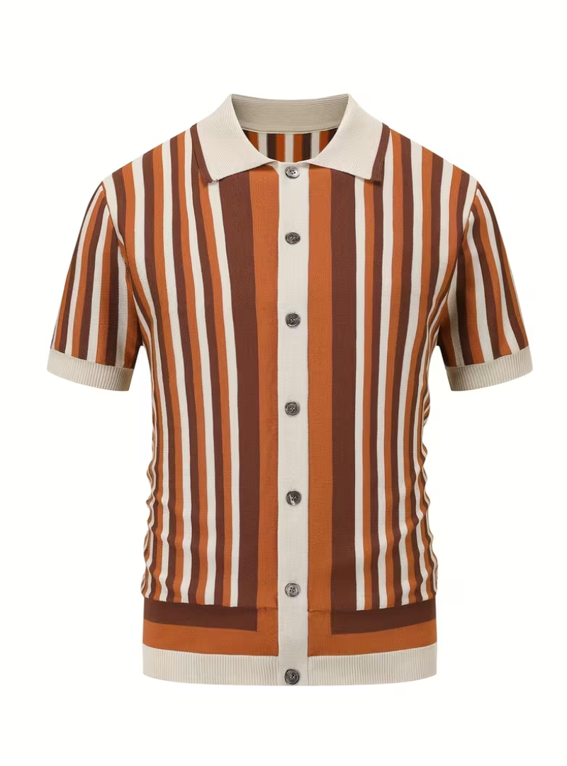 Polo homme maille tricotée rayée