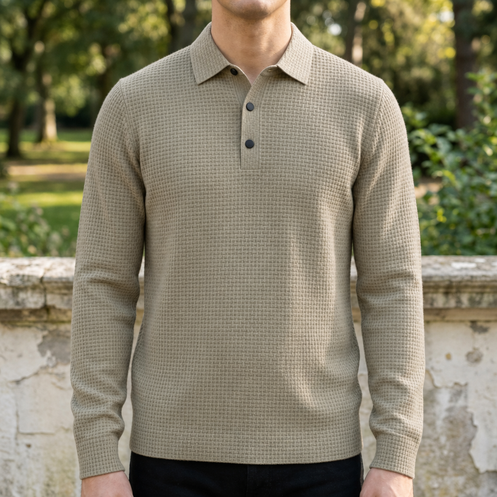 Polo homme boutonné manches longues