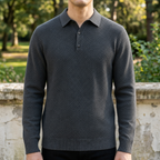 Polo homme boutonné manches longues