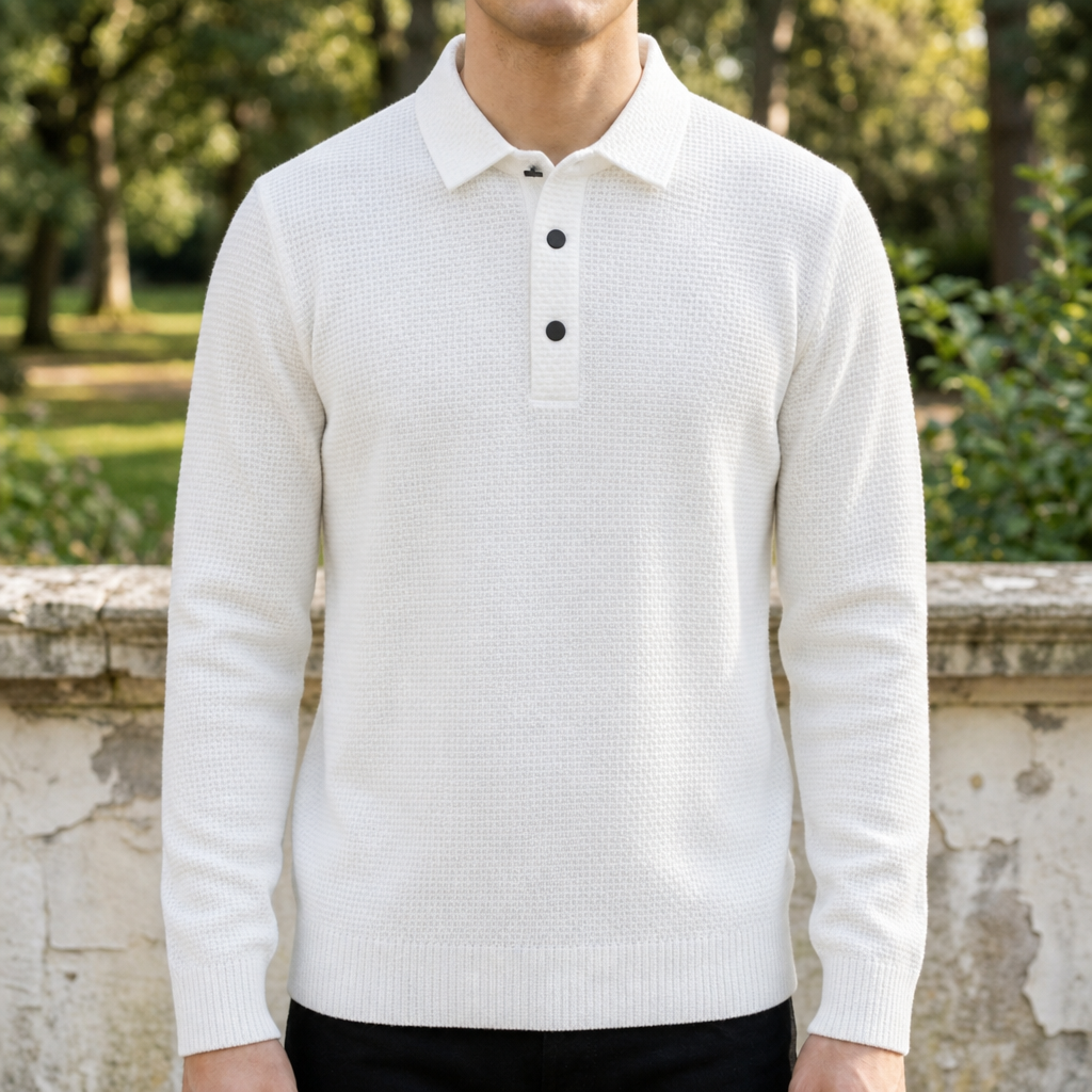 Polo homme boutonné manches longues
