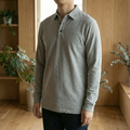 Polo homme piqué boutonné manches longues