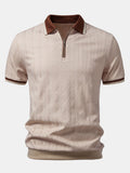 Polo homme texturé à col zippé contrasté