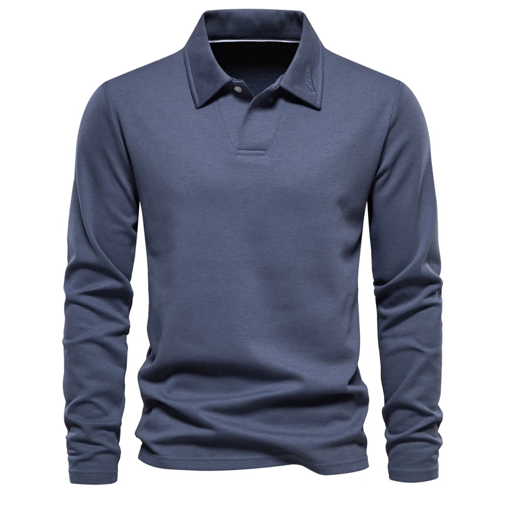 Polo homme uni à manches longues