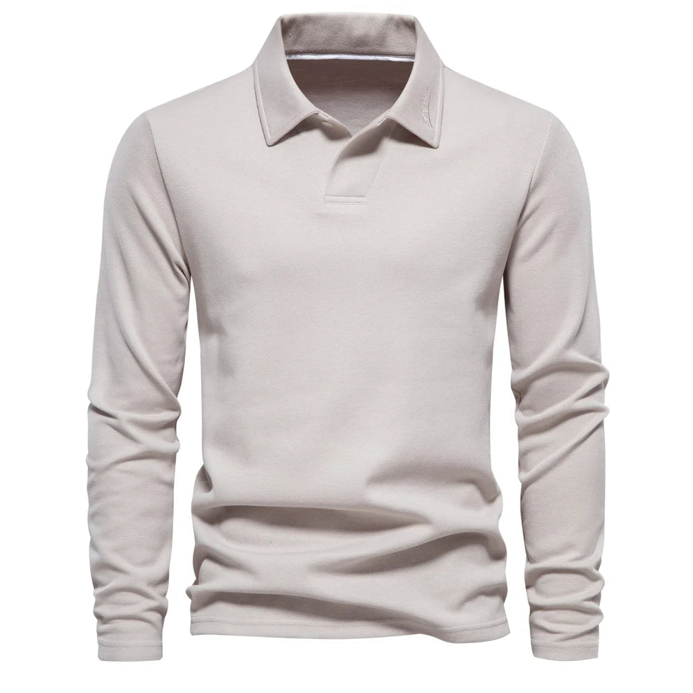 Polo homme uni à manches longues