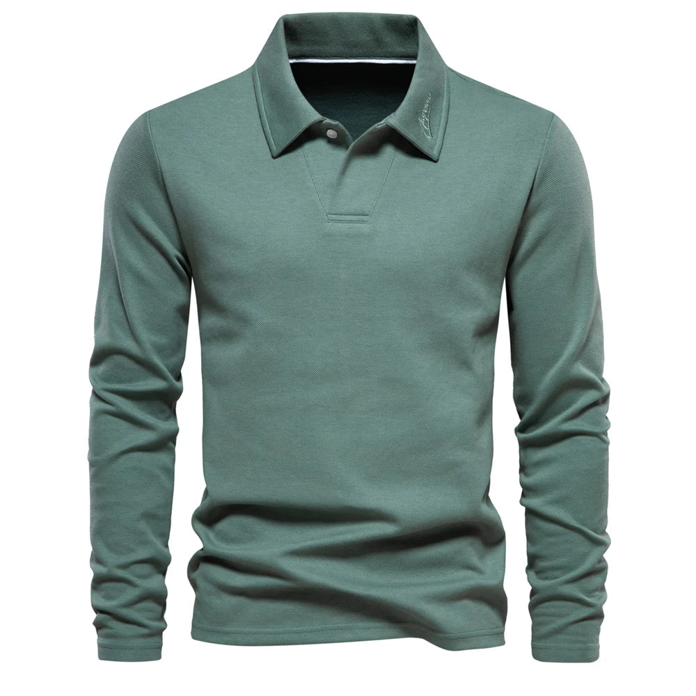 Polo homme uni à manches longues