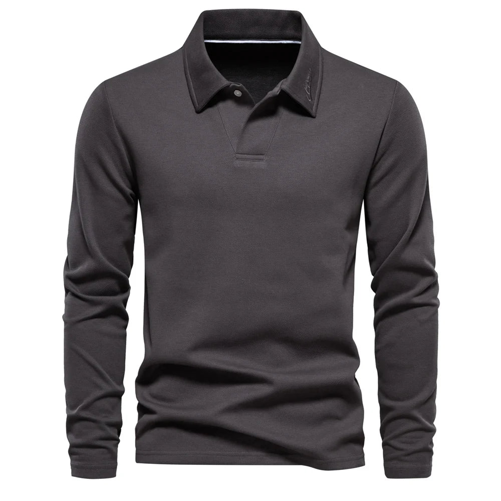 Polo homme uni à manches longues