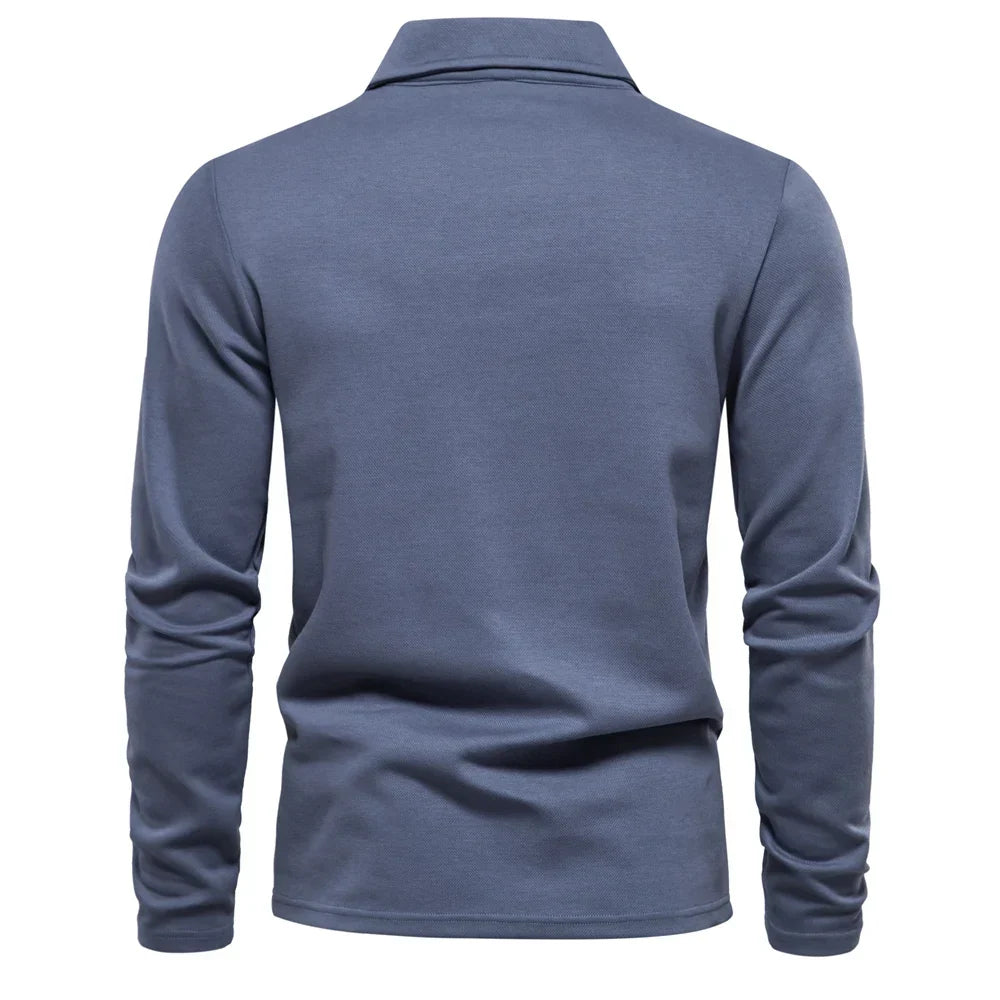 Polo homme uni à manches longues
